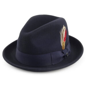 Navy Blue Crushable Wool Felt Trilby Hat Wholesale Pack