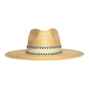 Blue Whipstitch Ivory Palm Hat