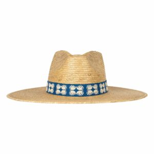 Navy Tile Embroidered Palm Hat